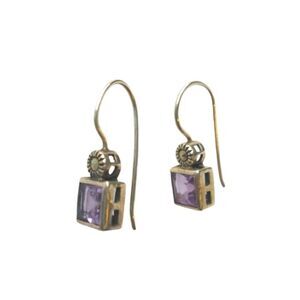Amethyst Marcasite Dangle Earrings Sterling Silver 925
